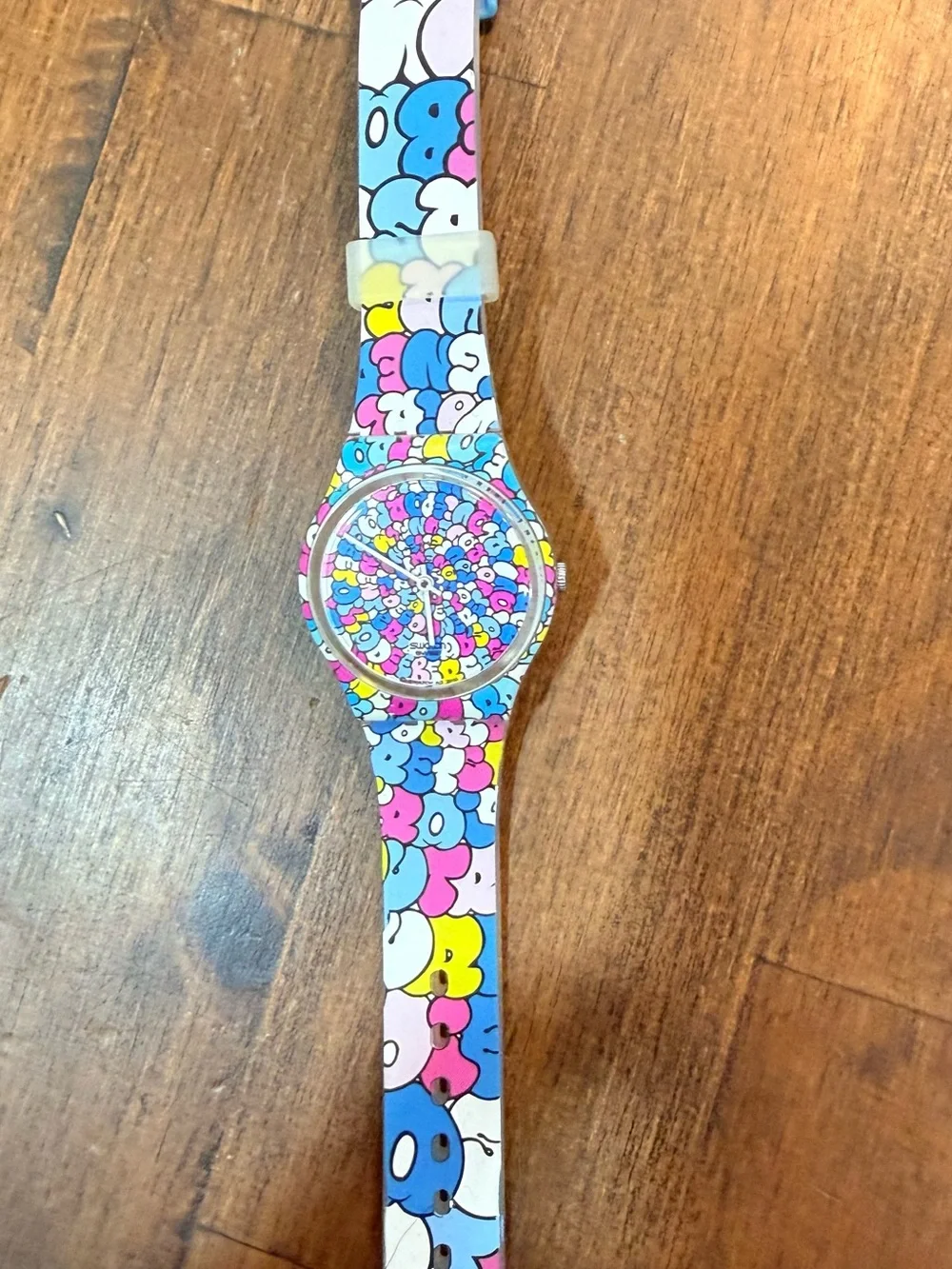 Swatch Multicolor Pop Art Pattern Watch - Pink Blue Yellow White